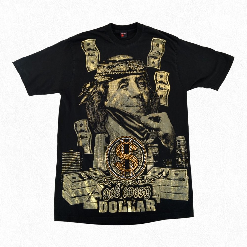VTG Ekur‎ Jeans Benjamin Franklin T-shirt Men's XL "Get Every Dollar"